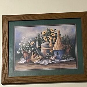 Framed Still Life Art with Sunflowers